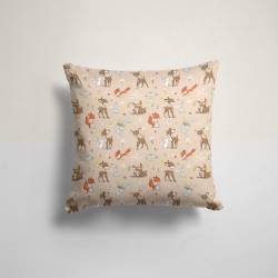 Faon et ses amis renard et lapin - Fond rose beige