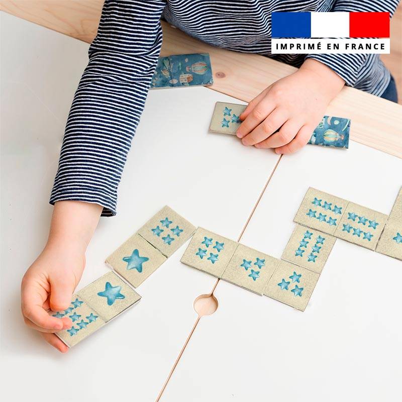 Patron imprimé pour jeu de dominos motif montgolfière aquarelle