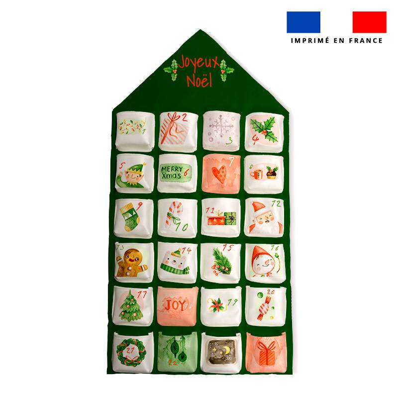 Coupon pour Calendrier de l'avent motif Noel aquarelle