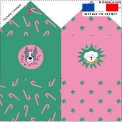 Coupon pour enveloppe en tissu motif chien de Noel