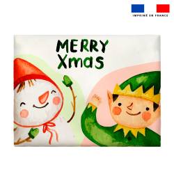 Coupon pour enveloppe en tissu motif Noel aquarelle