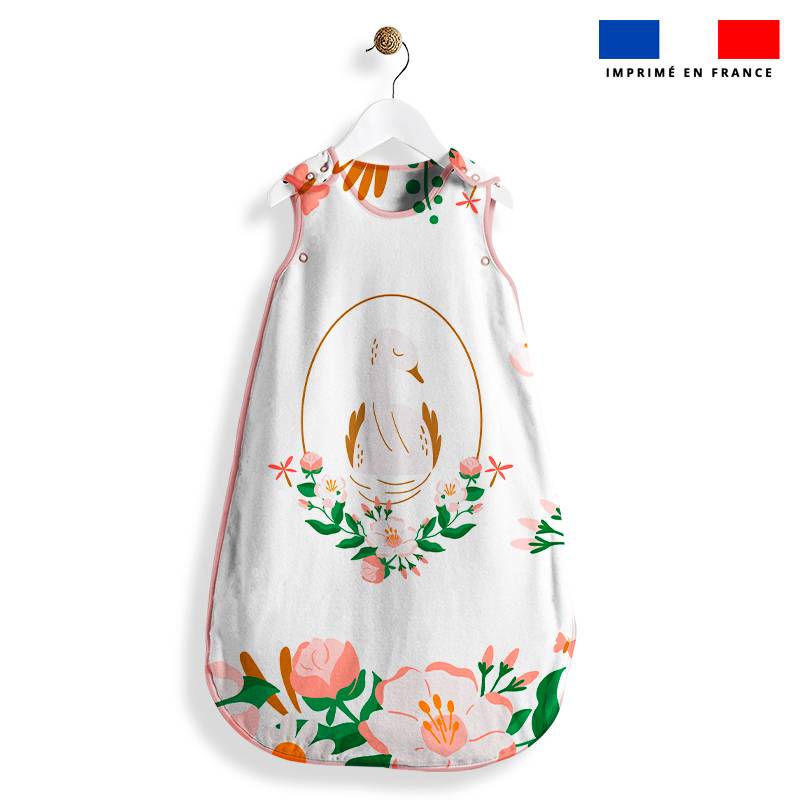 coupon - Coupon pour gigoteuse motif cygne - Minky blanc cassé 260gr/m² - 