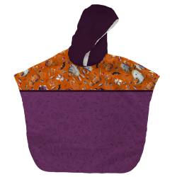 Kit poncho de bain blanc motif fantôme orange - Création Stillistic