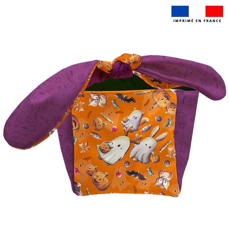 Kit sac à bonbons motif fantôme orange - Création Stillistic