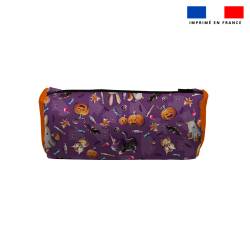 Kit trousse double compartiment motif fantôme violet + 1 trousse assortie - Création Stillistic