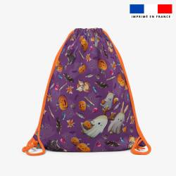 Kit sac à dos coulissant motif fantôme violet - Création Stillistic