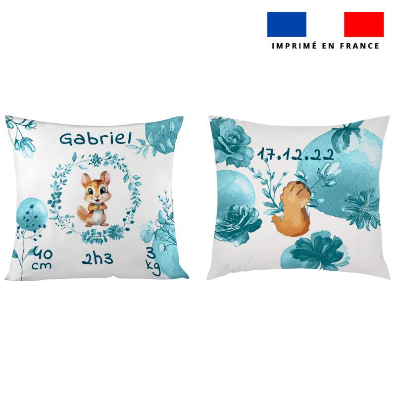 Coupon pour coussin de naissance personnalisé - Écureuil aquarelle