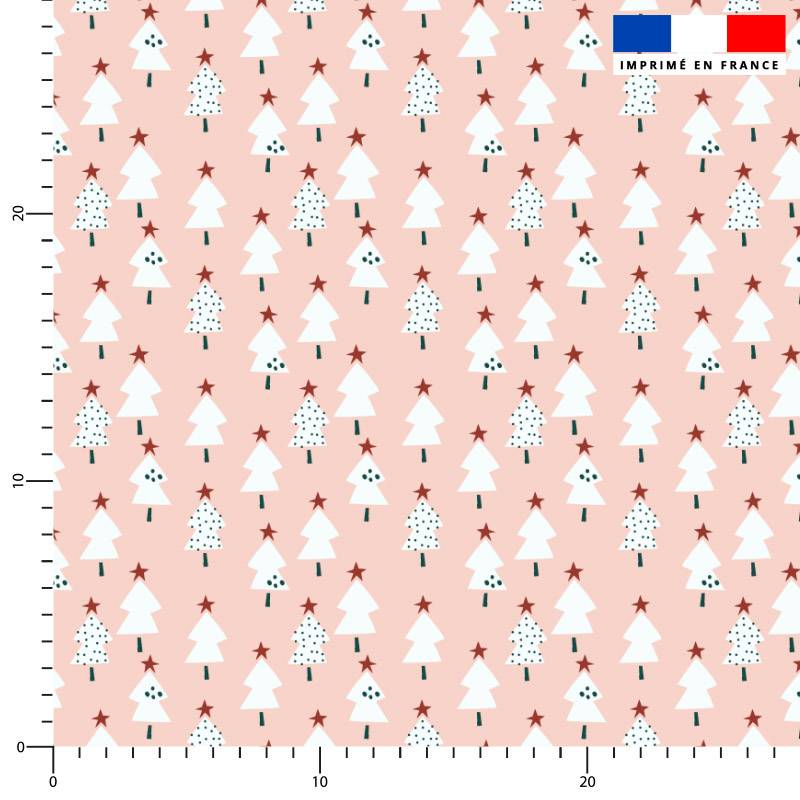 Sapin et étoile - Fond rose