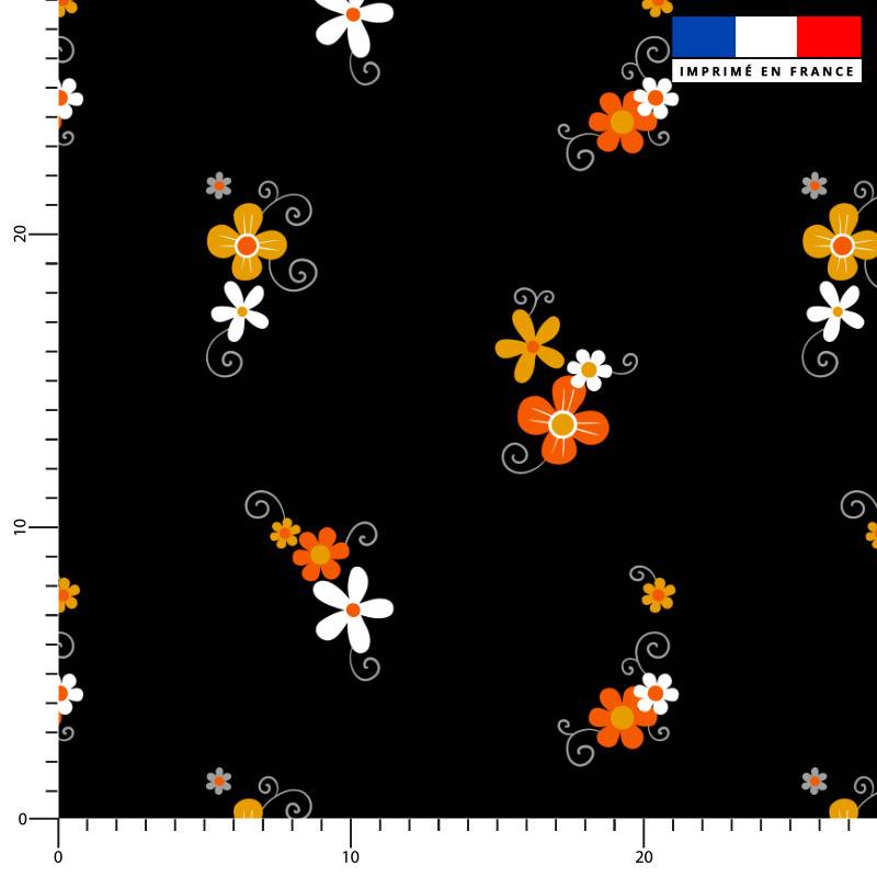 Petite fleur orange et jaune - Fond noir