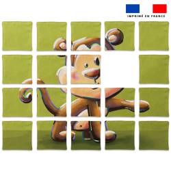 Patron imprimé pour jeu de puzzle 2 en 1 motif singe et lynx - Création Stillistic