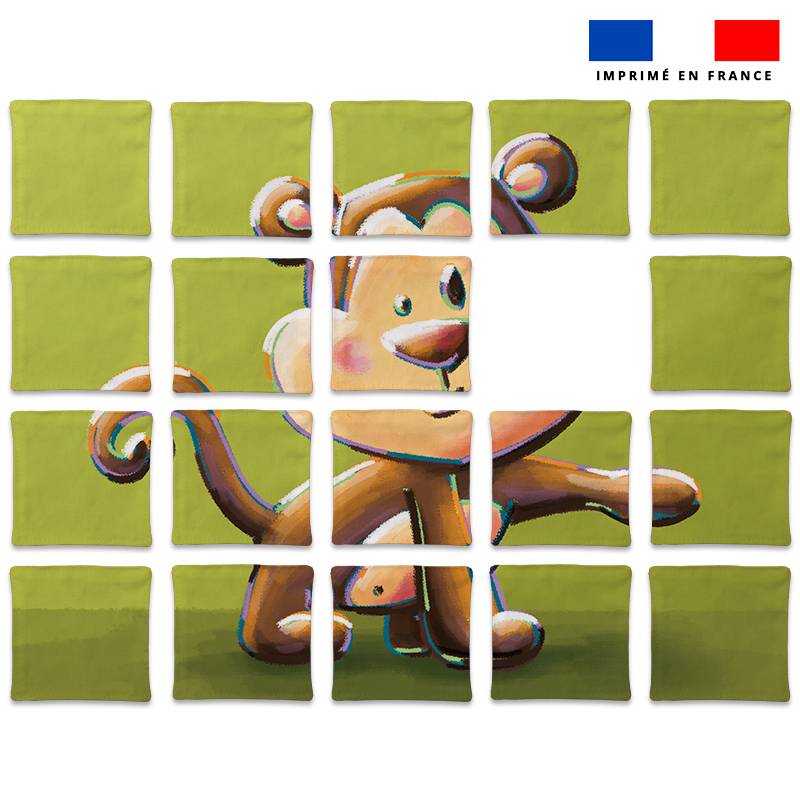 Patron imprimé pour jeu de puzzle 2 en 1 motif singe et lynx - Création Stillistic