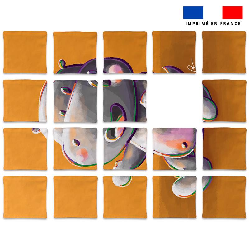 Patron imprimé pour jeu de puzzle 2 en 1 motif hippo et hyène - Création Stillistic