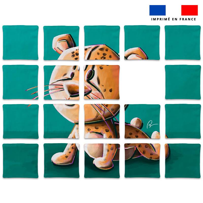 Patron imprimé pour jeu de puzzle 2 en 1 motif bébé guépard et tortue - Création Stillistic