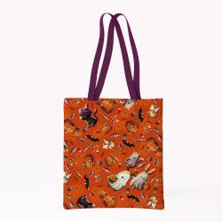 Coupon pour tote-bag motif fantômes orange - Création Stillistic