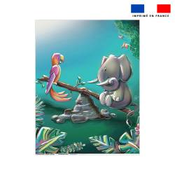 Coupon couverture imprimé éléphant jungle - Création Stillistic