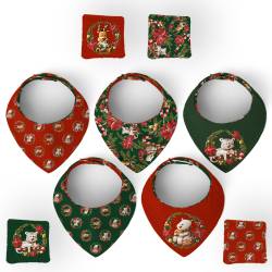 Coupon éponge bavoirs bandana motif animaux couronne de noel - Création Stillistic