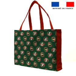 Kit couture sac cabas motif animaux couronne de Noel vert - Création Stillistic