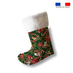 Kit chaussette de noel motif animaux couronne de Noel rouge + Fausse fourrure - Création Stillistic