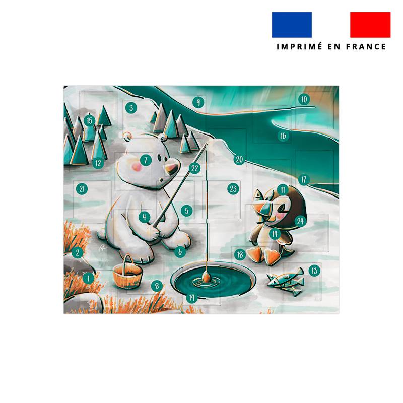 Coupon pour Calendrier de l'avent Paysage motif animaux du froid Ours et Macareux - Création Stillistic