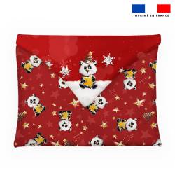 Coupon pour enveloppe en tissu motif Panda de noel - Création Stillistic