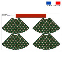 Kit jupe enfant motif animaux couronne de noel vert  - Création Stillistic