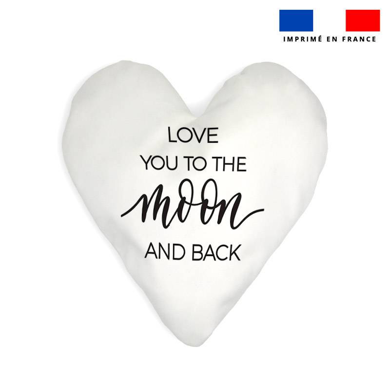 Lot 2 coupons pour coussin coeur motif love you to the moon and back