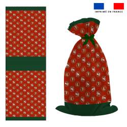 Kit hotte de Noel motif animaux couronne de noel rouge - Création Stillistic