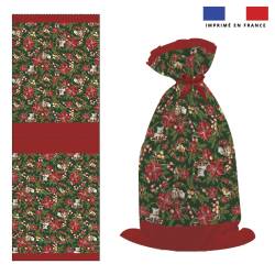 Kit hotte de Noel motif animaux couronne et fleur de noel - Création Stillistic