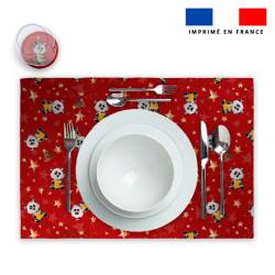 Lot 2 sets de table et 12 dessous de verres motif Panda de noel - Création Stillistic