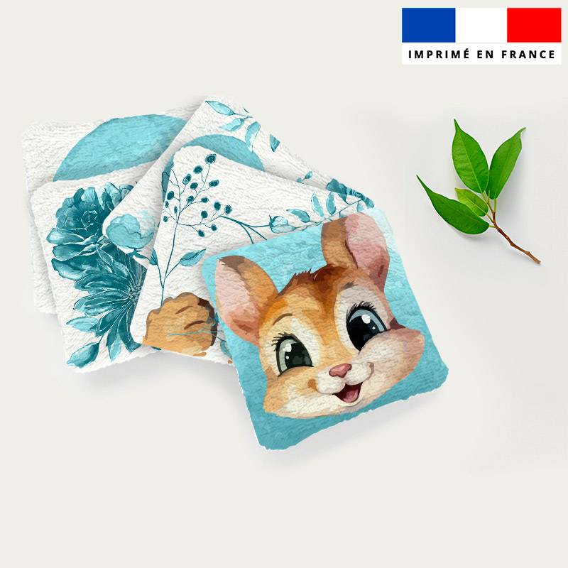 Coupon lingettes lavables motif écureuil aquarelle