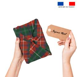 Tartan rouge - Fond vert