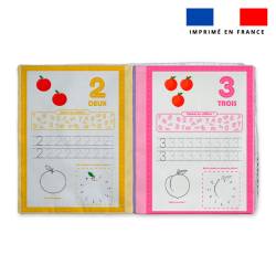 coupon - Kit livre à colorier apprendre à écrire les chiffres édition fruits - Popeline de coton peigné 129gr/m² - 