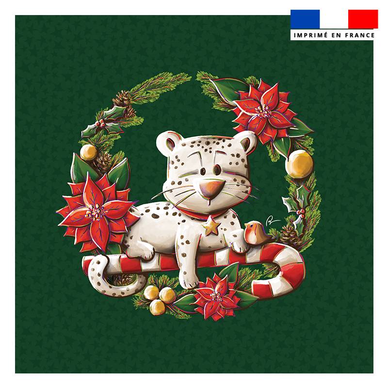 Coupon 45x45 cm imprimé panthère christmas - Création Stillistic