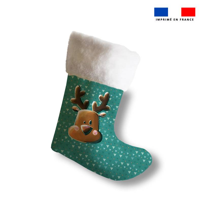 Kit chaussette de noel animaux du froid renne + Fausse fourrure - Création Stillistic