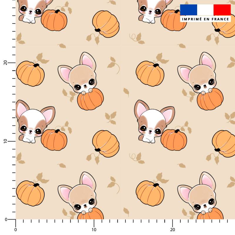 Chiens citrouille - Fond beige - Création Jolifox