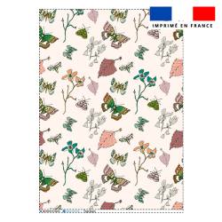 Torchon imprimé papillons d'automne rosé - Création Lili Bambou Design