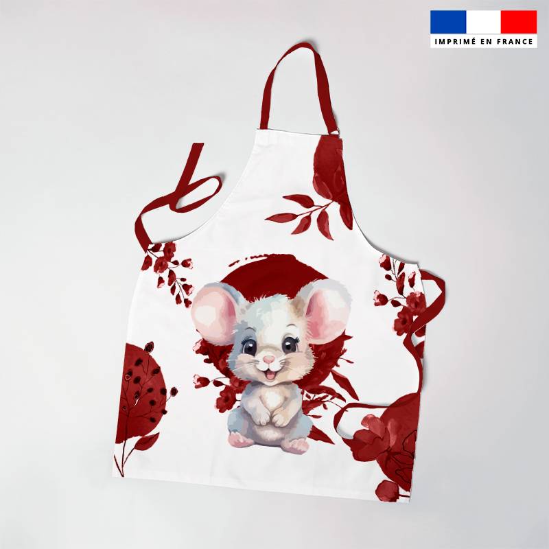 Patron imprimé pour tablier enfant motif souris aquarelle