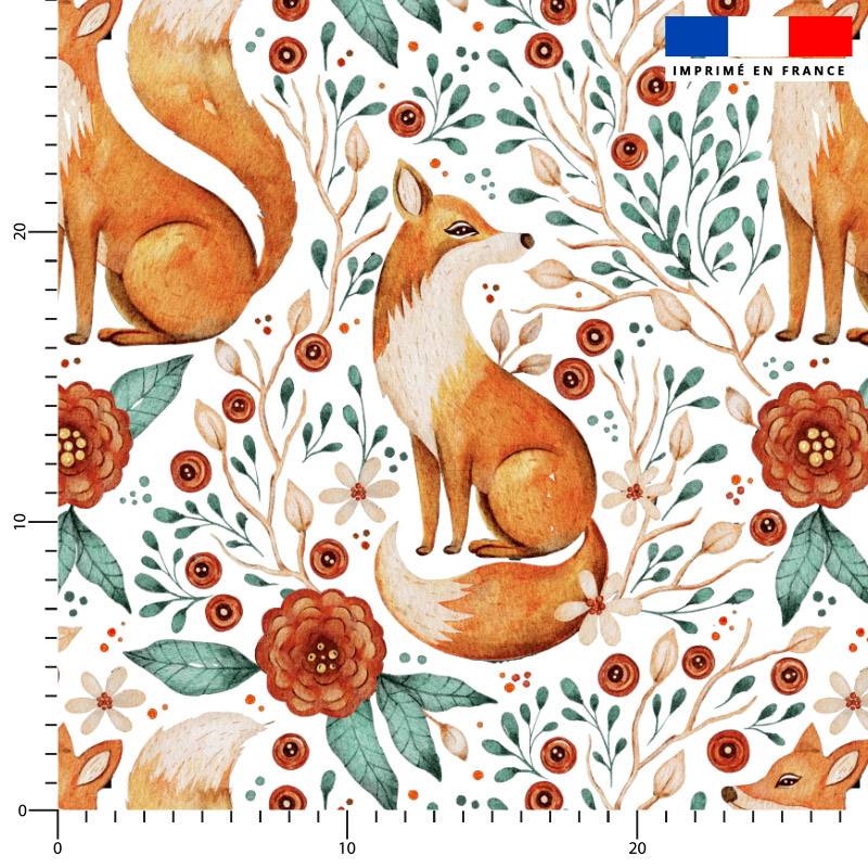 Polaire blanche motif renard d'automne