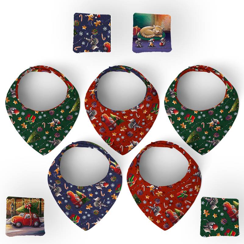 Coupon éponge bavoirs bandana motif souris de noel - Création Stillistic