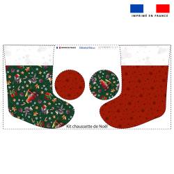 Kit chaussette de noel motif souris de Noel vert + Fausse fourrure - Création Stillistic