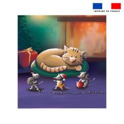 Coupon couverture imprimé chat et souris de noel - Création Stillistic