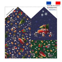 Coupon pour enveloppe en tissu motif souris de noel bleu - Création Stillistic