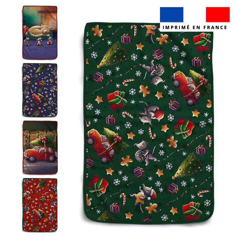 Lot de 5 essuie-mains en éponge motif souris de noel - Création Stillistic