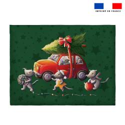 Coupon pour enveloppe en tissu motif souris de noel vert - Création Stillistic