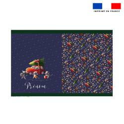 Kit hotte personnalisé motif souris de noel bleu - Création Stillistic