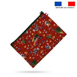 Kit pochette motif souris de noël rouge - Création Stillistic