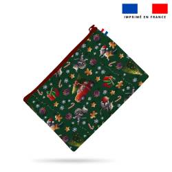 Kit pochette motif souris de noël vert - Création Stillistic