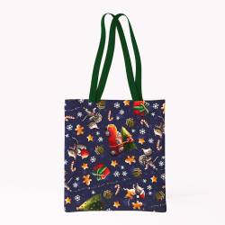 Coupon pour tote-bag motif souris de noel bleu et vert - Création Stillistic