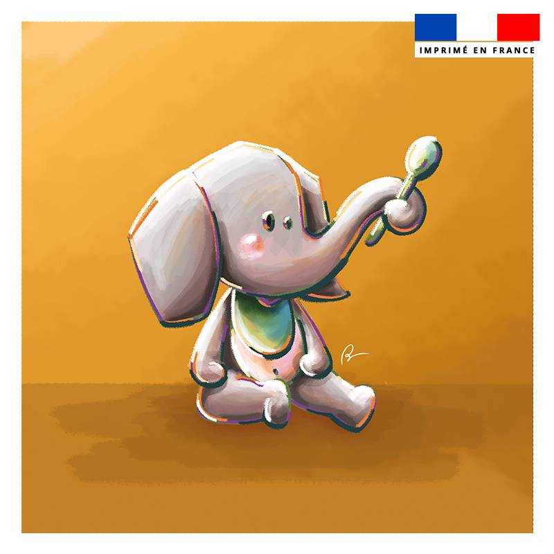 Coupon 45x45 cm imprimé bébé éléphant - Création Stillistic