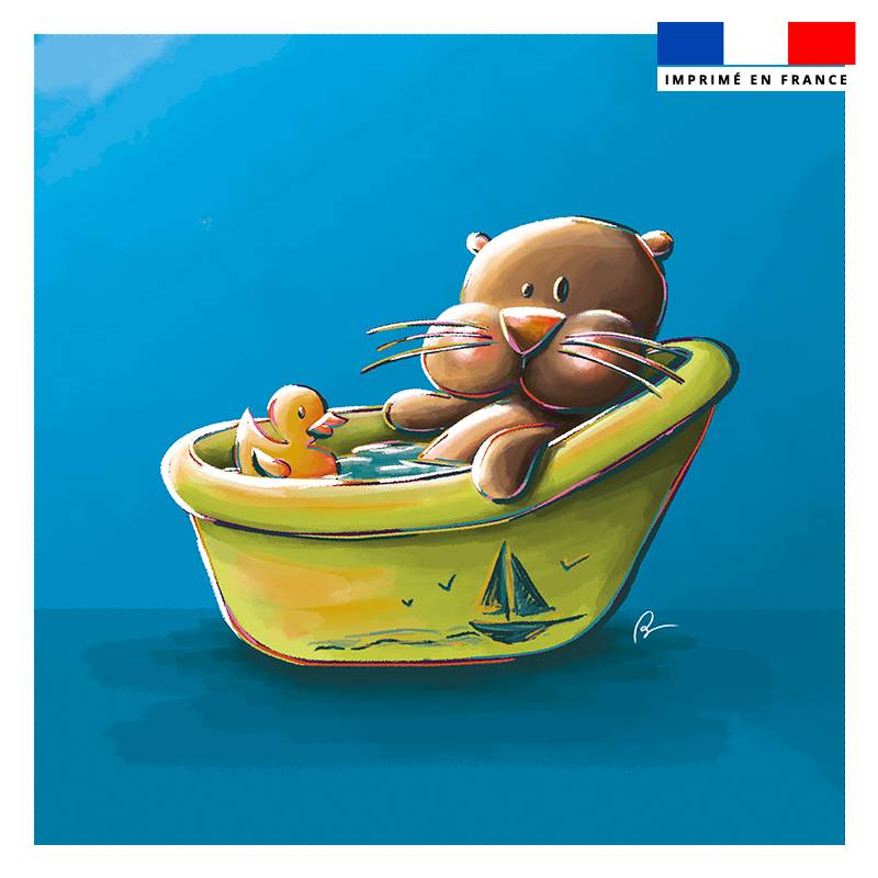 Coupon 45x45 cm imprimé bébé loutre - Création Stillistic